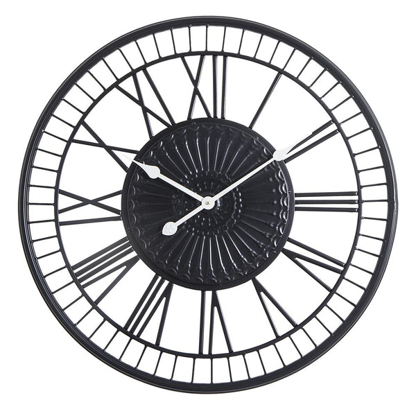 Loft97 Oversize Roman Round Wall Clock, 28" Diameter, Matte Black Finish