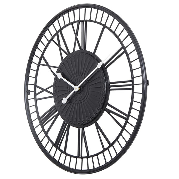Loft97 Oversize Roman Round Wall Clock, 28" Diameter, Matte Black Finish