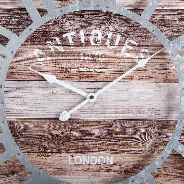 Loft97 Oversize Roman Square Wall Clock, 24" Diameter Clock Face, Multi-Tone Wood Finish