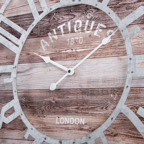 Loft97 Oversize Roman Square Wall Clock, 24" Diameter Clock Face, Multi-Tone Wood Finish