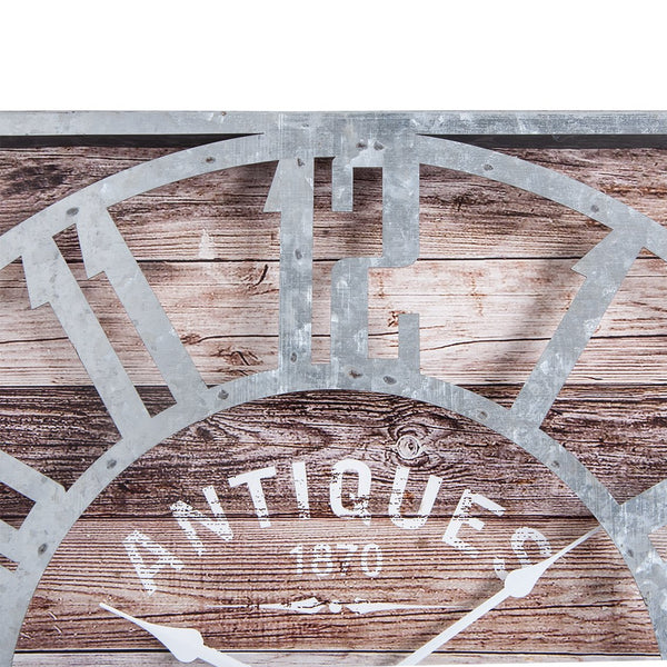 Loft97 Oversize Roman Square Wall Clock, 24" Diameter Clock Face, Multi-Tone Wood Finish