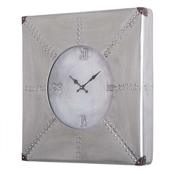 Loft97 CL29SV Oversize Roman Square Wall Clock, 24", Silver Rustic Finish