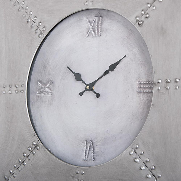 Loft97 CL29SV Oversize Roman Square Wall Clock, 24", Silver Rustic Finish