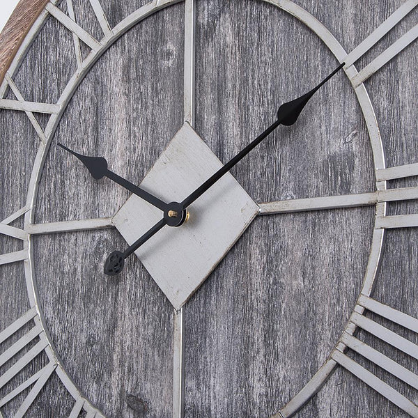 Loft97 CL30GY Oversize Roman Round Wall Clock, Gray Wood Finish, 28" Diameter