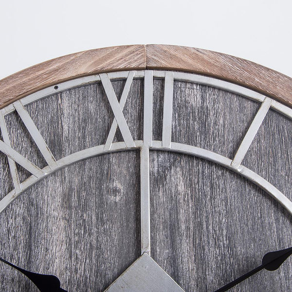 Loft97 CL30GY Oversize Roman Round Wall Clock, Gray Wood Finish, 28" Diameter