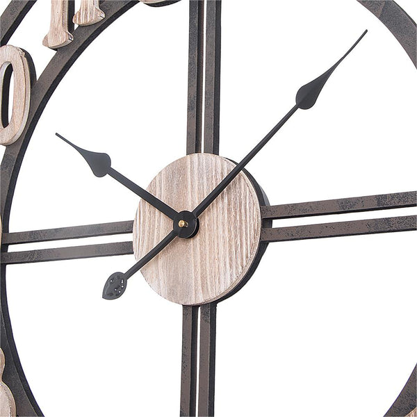 Loft97 CL34BK Oversize Roman Round Wall Clock, 28" Diameter, Multi-Tone Wood Finish