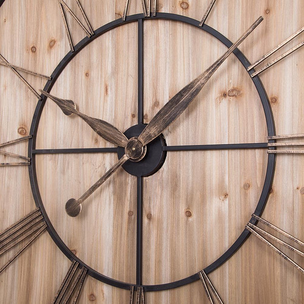 Loft97 Oversized Roman Square Wall Clock, 47" Diameter, Wood Finish