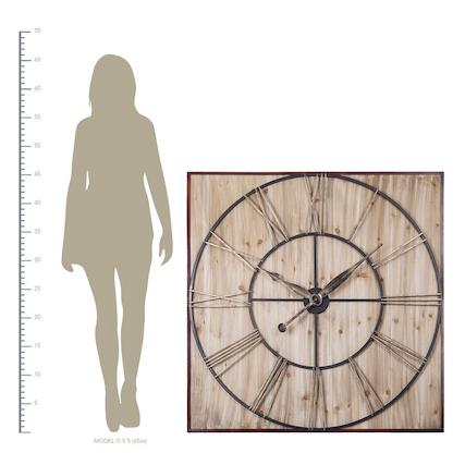 Loft97 Oversized Roman Square Wall Clock, 47" Diameter, Wood Finish