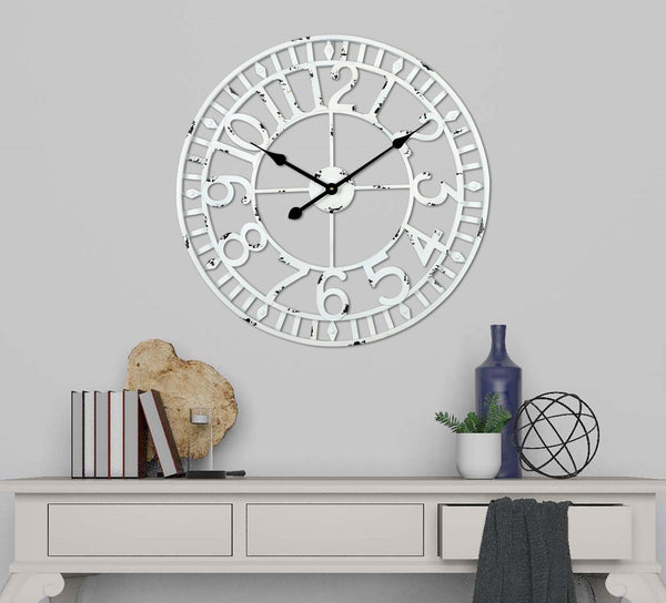 Loft97 CL39WW Manhattan Industrial Wall Clock, Analog, White, 24"