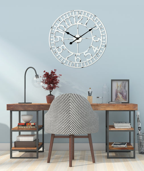 Loft97 CL39WW Manhattan Industrial Wall Clock, Analog, White, 24"