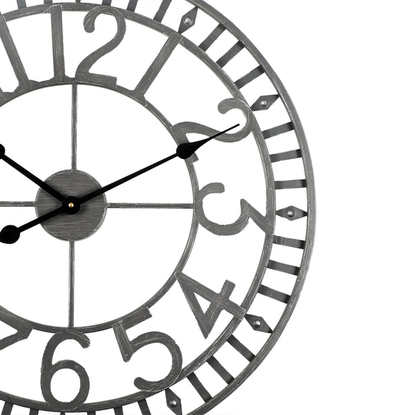 Loft97 CL40GY Manhattan Industrial Wall Clock, Analog, Gray, 24"