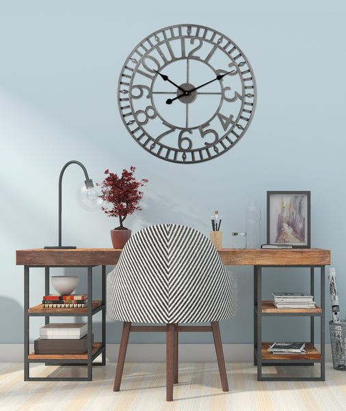 Loft97 CL40GY Manhattan Industrial Wall Clock, Analog, Gray, 24"