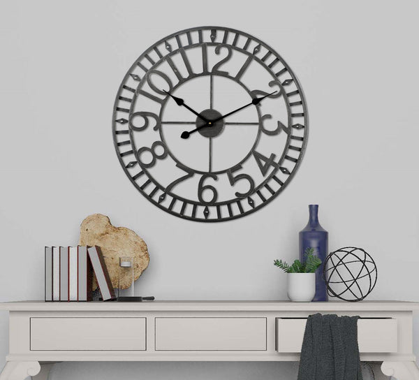 Loft97 CL41BK Manhattan Industrial Wall Clock, Analog, Black, 24"