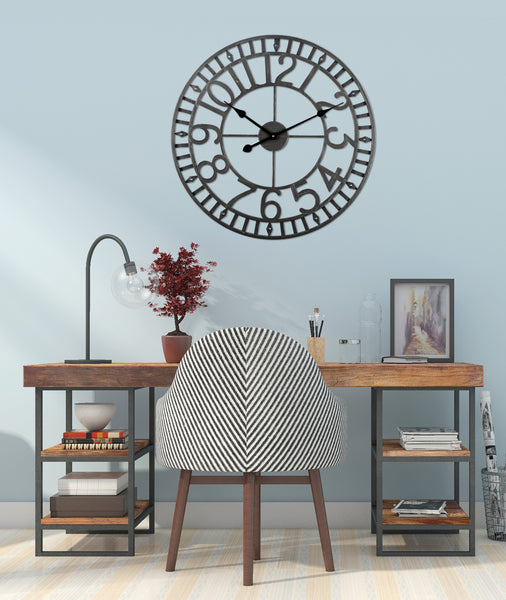 Loft97 CL41BK Manhattan Industrial Wall Clock, Analog, Black, 24"