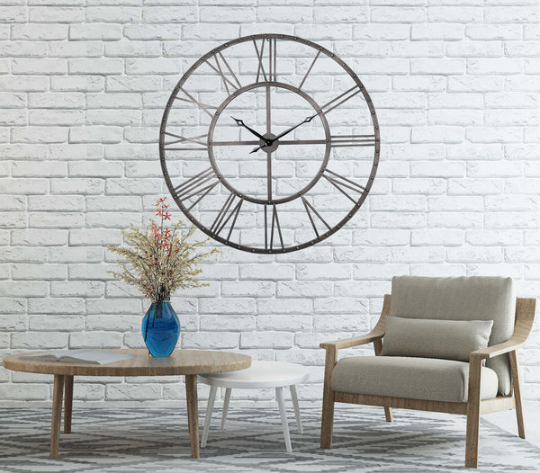 Loft97 CL43XX Rivet Roman Industrial Oversize Wall Clock, 43.5"