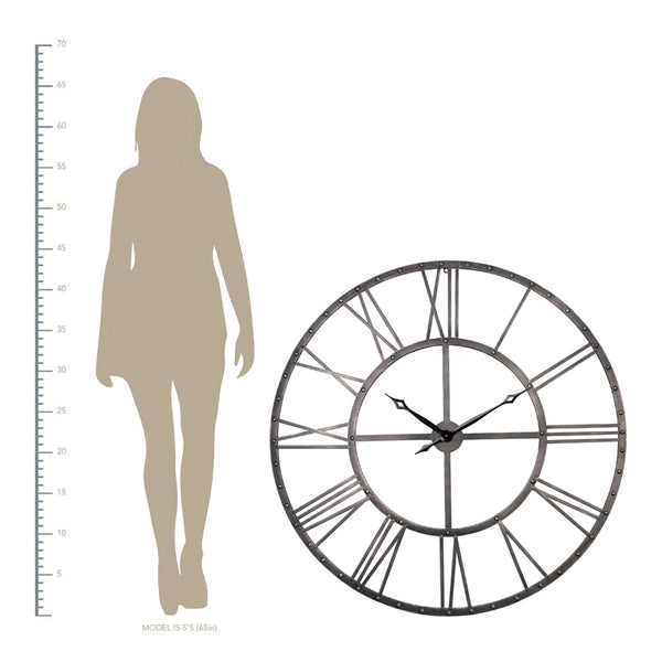 Loft97 CL43XX Rivet Roman Industrial Oversize Wall Clock, 43.5"