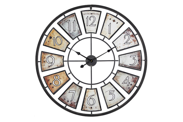 Loft97 CL44ML 35" Metal Wall Clock with Black Frame and Colored Panels