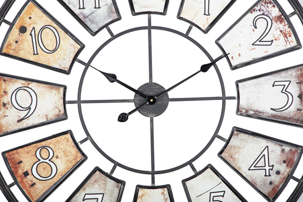 Loft97 CL44ML 35" Metal Wall Clock with Black Frame and Colored Panels