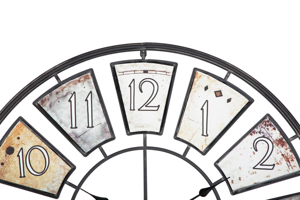 Loft97 CL44ML 35" Metal Wall Clock with Black Frame and Colored Panels