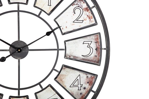 Loft97 CL44ML 35" Metal Wall Clock with Black Frame and Colored Panels