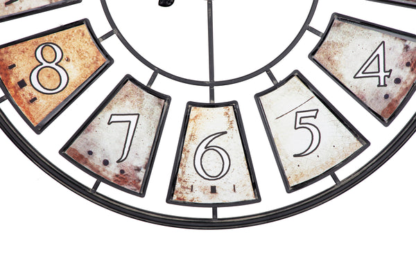 Loft97 CL44ML 35" Metal Wall Clock with Black Frame and Colored Panels