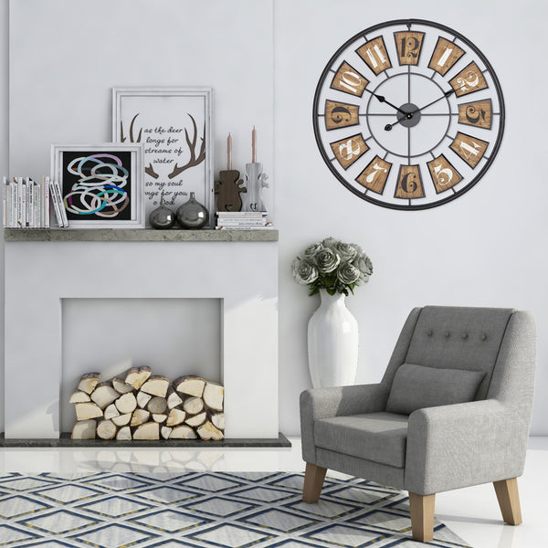 Loft97 CL45WD Industrial Wall Clock - Large Wall Clock, Big Clocks For Living Room Decor Or Dining Room Decor, Decorative Wall Clocks, Iron Wall Decor, Metal Wall Clock (27" Analog, Black)