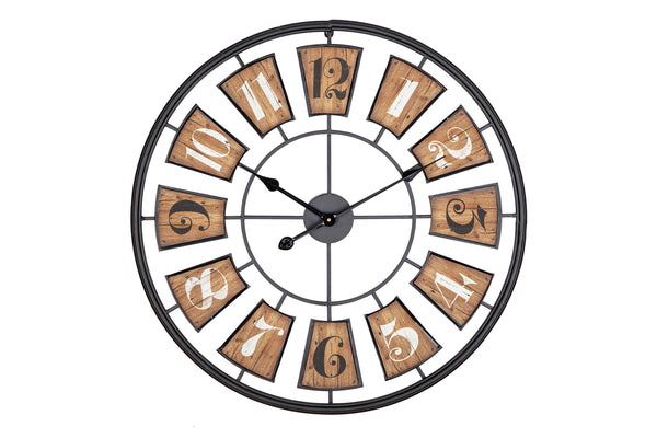 Loft97 CL45WD Industrial Wall Clock - Large Wall Clock, Big Clocks For Living Room Decor Or Dining Room Decor, Decorative Wall Clocks, Iron Wall Decor, Metal Wall Clock (27" Analog, Black)