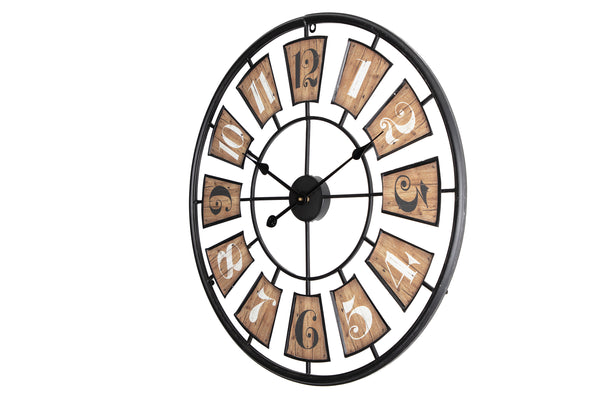 Loft97 CL45WD Industrial Wall Clock - Large Wall Clock, Big Clocks For Living Room Decor Or Dining Room Decor, Decorative Wall Clocks, Iron Wall Decor, Metal Wall Clock (27" Analog, Black)