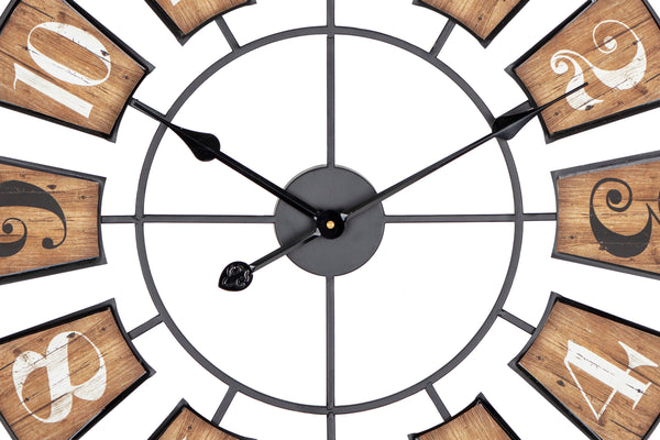 Loft97 CL45WD Industrial Wall Clock - Large Wall Clock, Big Clocks For Living Room Decor Or Dining Room Decor, Decorative Wall Clocks, Iron Wall Decor, Metal Wall Clock (27" Analog, Black)