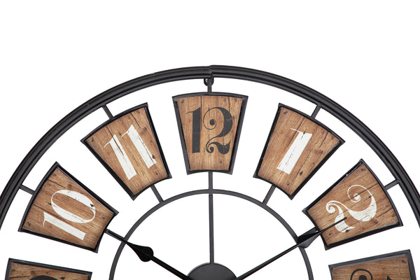 Loft97 CL45WD Industrial Wall Clock - Large Wall Clock, Big Clocks For Living Room Decor Or Dining Room Decor, Decorative Wall Clocks, Iron Wall Decor, Metal Wall Clock (27" Analog, Black)