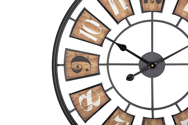 Loft97 CL45WD Industrial Wall Clock - Large Wall Clock, Big Clocks For Living Room Decor Or Dining Room Decor, Decorative Wall Clocks, Iron Wall Decor, Metal Wall Clock (27" Analog, Black)