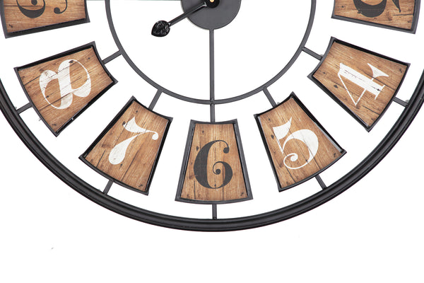 Loft97 CL45WD Industrial Wall Clock - Large Wall Clock, Big Clocks For Living Room Decor Or Dining Room Decor, Decorative Wall Clocks, Iron Wall Decor, Metal Wall Clock (27" Analog, Black)