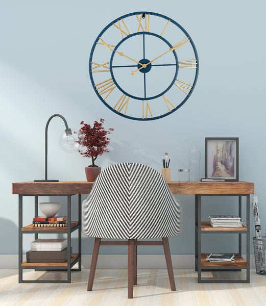 Loft97 CL9XX Roman Round Wall Clock, 24" Diameter, Bronze/Distressed white/Distressed light sea green/Gray/Navy blue/Gold Finish