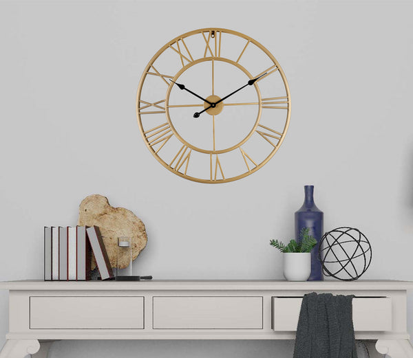 Loft97 CL9XX Roman Round Wall Clock, 24" Diameter, Bronze/Distressed white/Distressed light sea green/Gray/Navy blue/Gold Finish