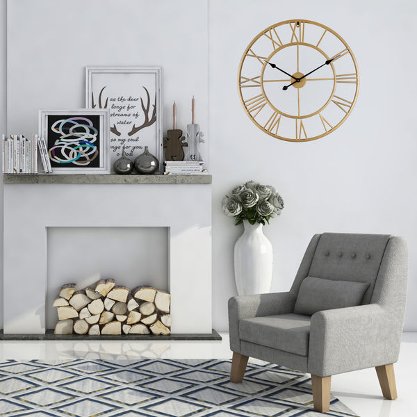 Loft97 CL9XX Roman Round Wall Clock, 24" Diameter, Bronze/Distressed white/Distressed light sea green/Gray/Navy blue/Gold Finish