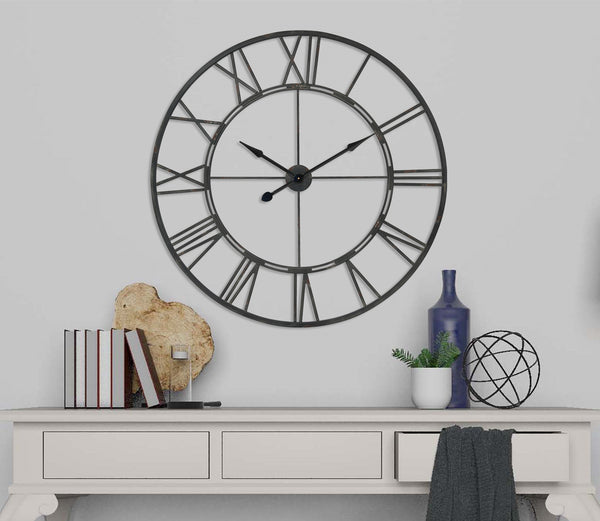 Loft97 CL7XX Oversized Roman Round Wall Clock - Large Wall Clock, Big Clocks For Living Room Decor Or Dining Room Decor, Roman Numeral Wall Clock, Decorative Wall Clock, 43.5" Diameter