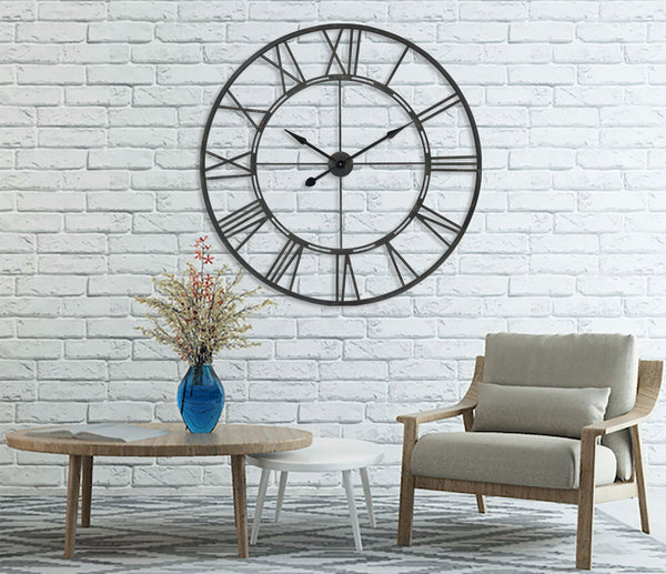 Loft97 CL7XX Oversized Roman Round Wall Clock - Large Wall Clock, Big Clocks For Living Room Decor Or Dining Room Decor, Roman Numeral Wall Clock, Decorative Wall Clock, 43.5" Diameter