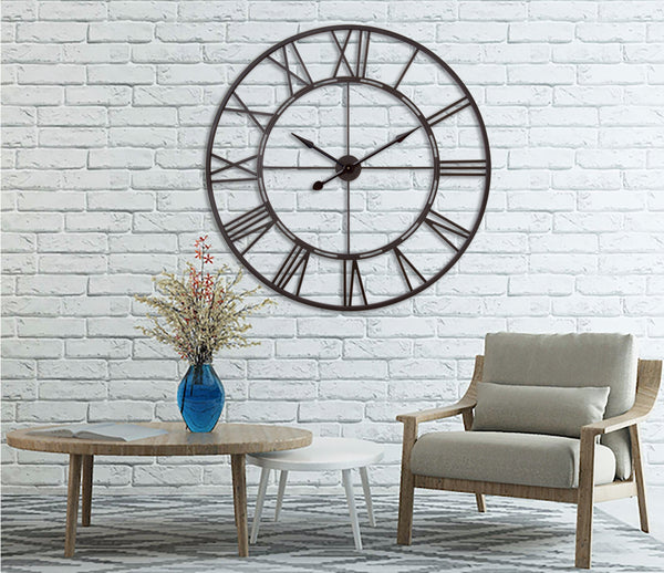 Loft97 CL7XX Oversized Roman Round Wall Clock - Large Wall Clock, Big Clocks For Living Room Decor Or Dining Room Decor, Roman Numeral Wall Clock, Decorative Wall Clock, 43.5" Diameter