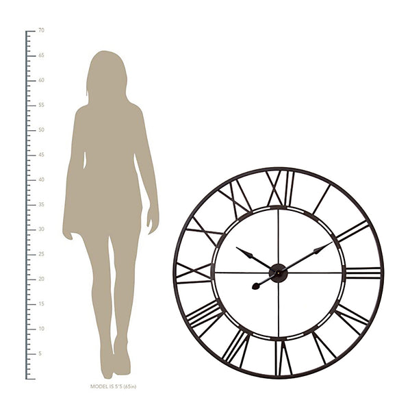 Loft97 CL7XX Oversized Roman Round Wall Clock - Large Wall Clock, Big Clocks For Living Room Decor Or Dining Room Decor, Roman Numeral Wall Clock, Decorative Wall Clock, 43.5" Diameter