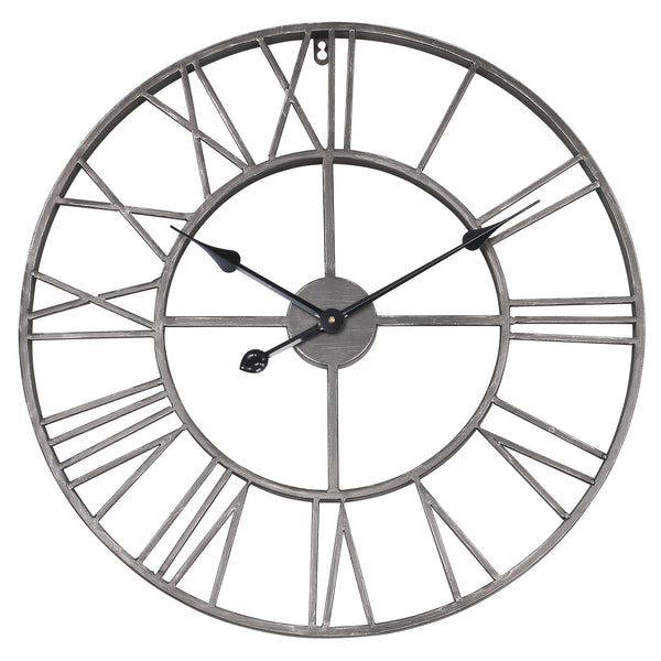 Loft97 CL9XX Roman Round Wall Clock, 24" Diameter, Bronze/Distressed white/Distressed light sea green/Gray/Navy blue/Gold Finish