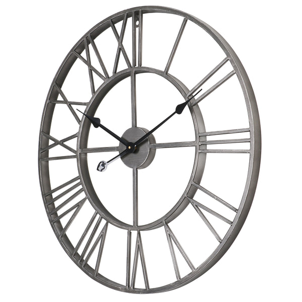 Loft97 CL9XX Roman Round Wall Clock, 24" Diameter, Bronze/Distressed white/Distressed light sea green/Gray/Navy blue/Gold Finish