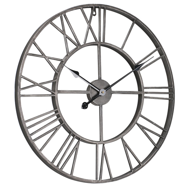 Loft97 CL9XX Roman Round Wall Clock, 24" Diameter, Bronze/Distressed white/Distressed light sea green/Gray/Navy blue/Gold Finish