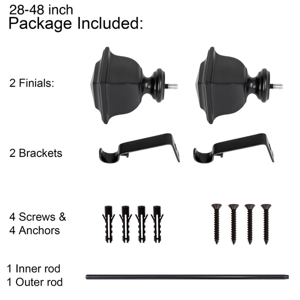 Loft97 D10XX Wall Mounted 3/4 Inch Curtain Rod - Curtain Rods For Windows, Adjustable Drapery Rods, Curtain Rods, Bedroom & Living Room Decorative Curtain Rods, Tapestry Poles