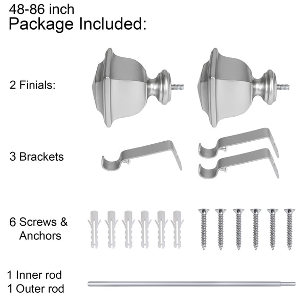 Loft97 D10XX Wall Mounted 3/4 Inch Curtain Rod - Curtain Rods For Windows, Adjustable Drapery Rods, Curtain Rods, Bedroom & Living Room Decorative Curtain Rods, Tapestry Poles