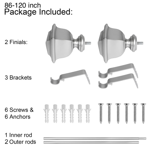 Loft97 D10XX Wall Mounted 3/4 Inch Curtain Rod - Curtain Rods For Windows, Adjustable Drapery Rods, Curtain Rods, Bedroom & Living Room Decorative Curtain Rods, Tapestry Poles