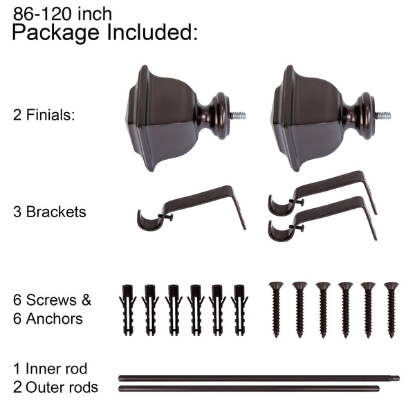 Loft97 D10XX Wall Mounted 3/4 Inch Curtain Rod - Curtain Rods For Windows, Adjustable Drapery Rods, Curtain Rods, Bedroom & Living Room Decorative Curtain Rods, Tapestry Poles