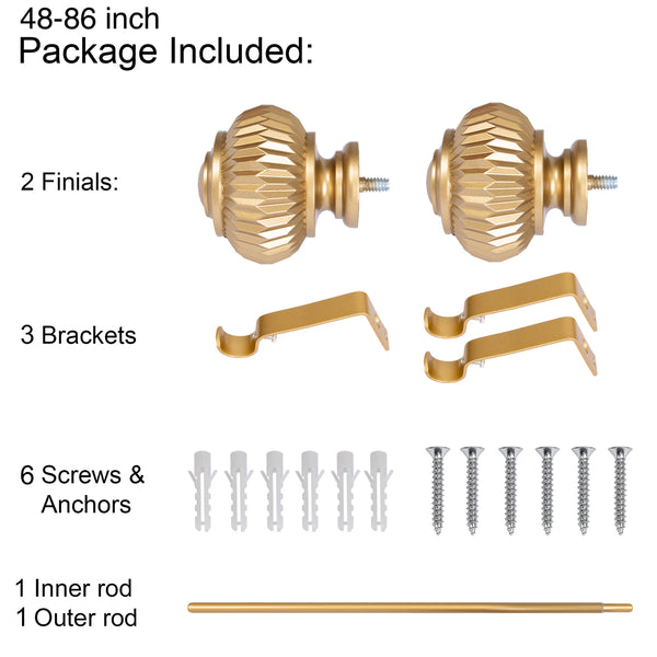 Loft97 D11XX Wall Mounted 3/4 Inch Curtain Rod - Curtain Rods For Windows, Adjustable Drapery Rods, Curtain Rods, Bedroom & Living Room Decorative Curtain Rods, Tapestry Poles