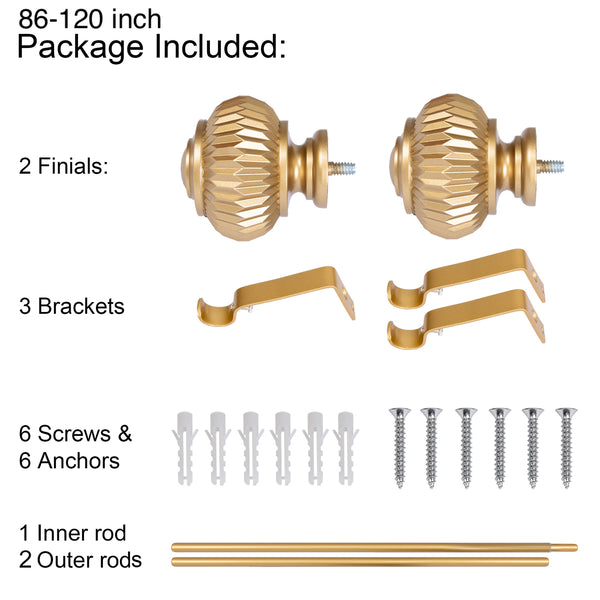 Loft97 D11XX Wall Mounted 3/4 Inch Curtain Rod - Curtain Rods For Windows, Adjustable Drapery Rods, Curtain Rods, Bedroom & Living Room Decorative Curtain Rods, Tapestry Poles