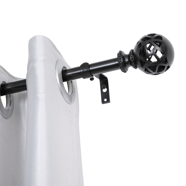 LOFT97 D122/4/8XX Wall Mounted 3/4 Inch Curtain Rod - Curtain Rods For Windows, Adjustable Drapery Rods, Curtain Rods, Bedroom & Living Room Decorative Curtain Rods, Tapestry Poles, Black