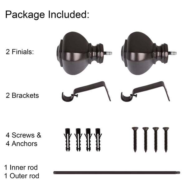 Loft97 D12XX Wall Mounted 3/4 Inch Curtain Rod - Curtain Rods For Windows, Adjustable Drapery Rods, Curtain Rods, Bedroom & Living Room Decorative Curtain Rods, Tapestry Poles